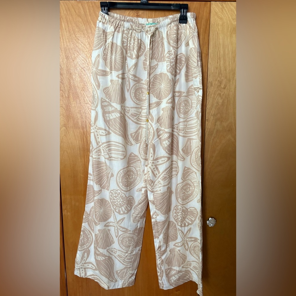 True Destinations Seashell Pants With Beaded Tass… - image 1